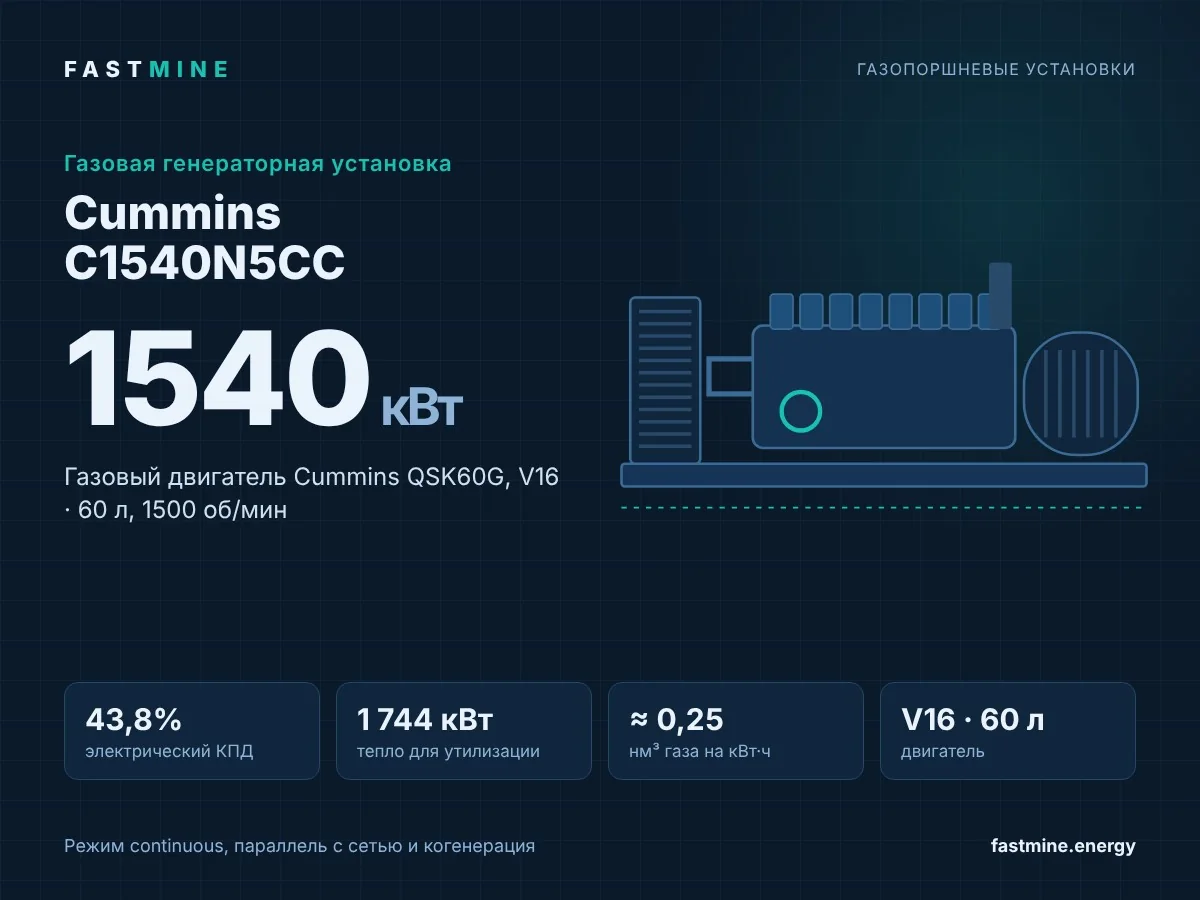 Газовая установка Cummins C1540N5CC 1540 кВт